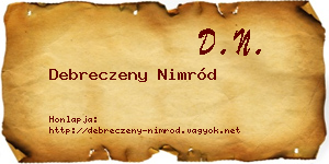Debreczeny Nimród névjegykártya
